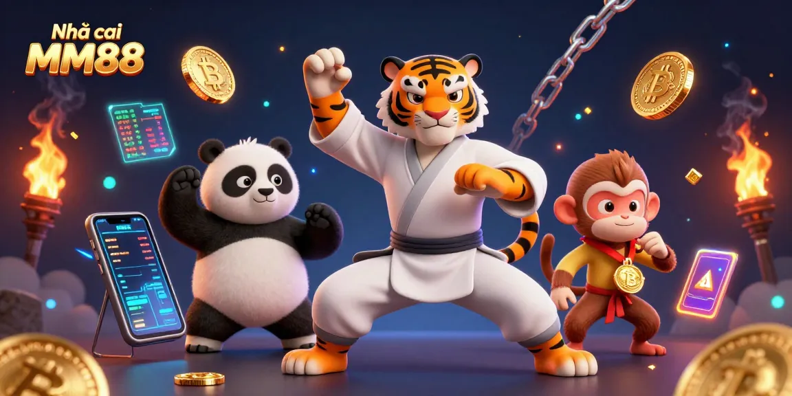 Engage with Nhà cái MM88 and win top rewards in a colorful, dynamic casino scene featuring memorable characters.