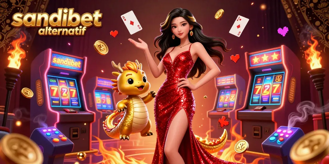 Rasakan kegembiraan sandibet alternatif dengan ilustrasi 3D yang menawan menunjukkan seorang wanita Asia yang percaya diri dan naga emas di kasino yang cerah.