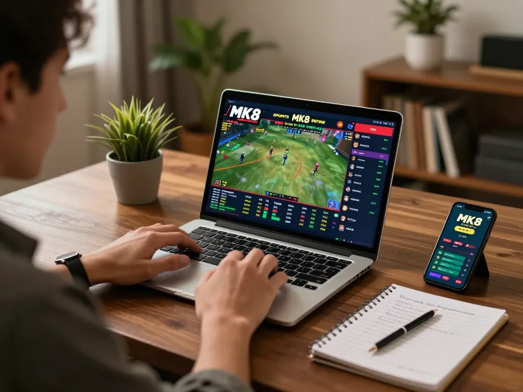 Engaging sports betting scene on MK8 platform with user actively strategizing for winning odds.