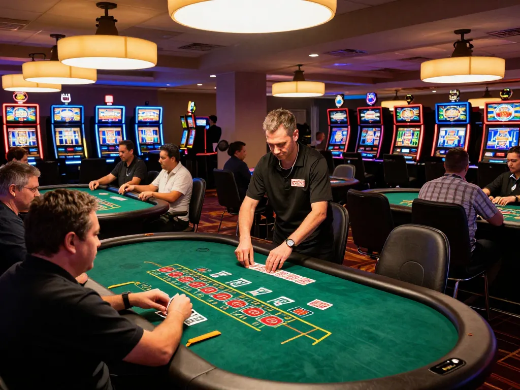 Active players around blackjack tables at FC88 casino, immersing in strategic gameplay.