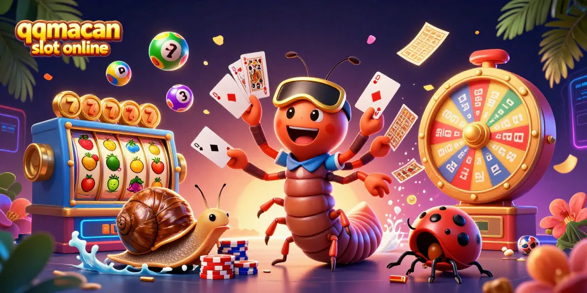 Menangkan jackpot besar dengan qqmacan slot online dalam ilustrasi 3D yang penuh warna.
