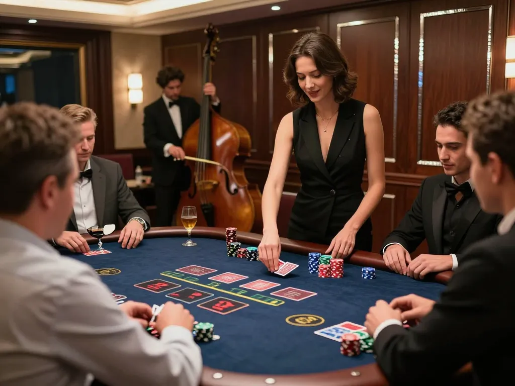 Engaged players at a luxurious blackjack table showcasing the dynamic atmosphere of https://kjc.events/ casino gaming.