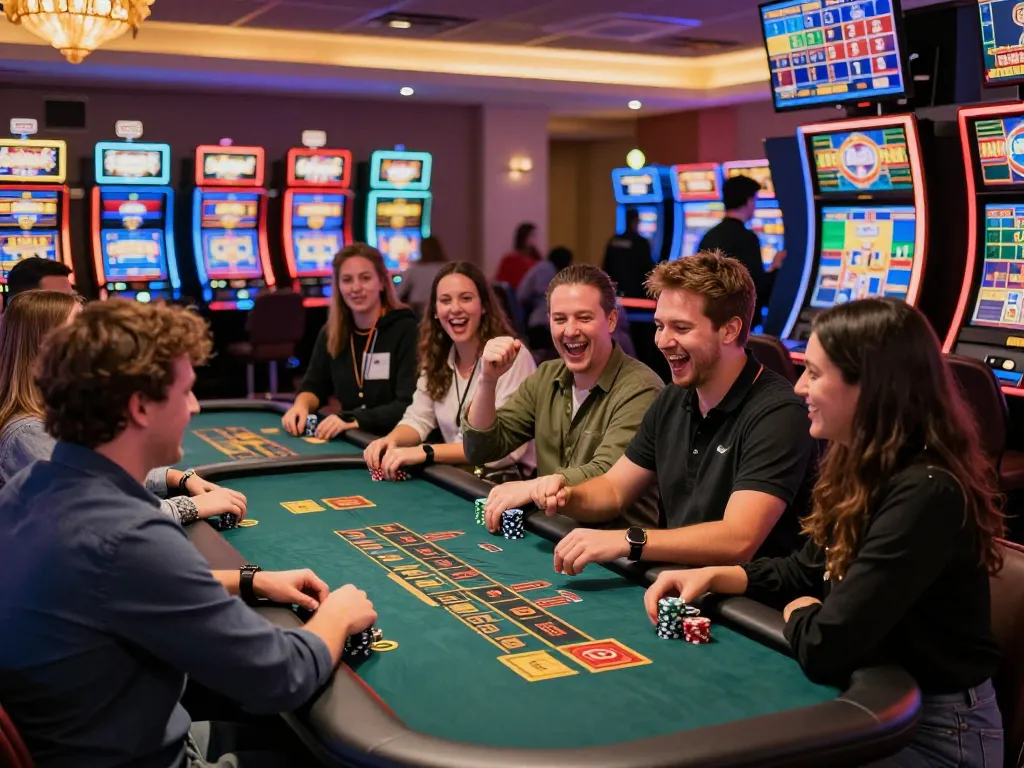 Exciting gameplay scene at TR88 casino with players celebrating wins and engaging with live dealers in vibrant atmosphere.