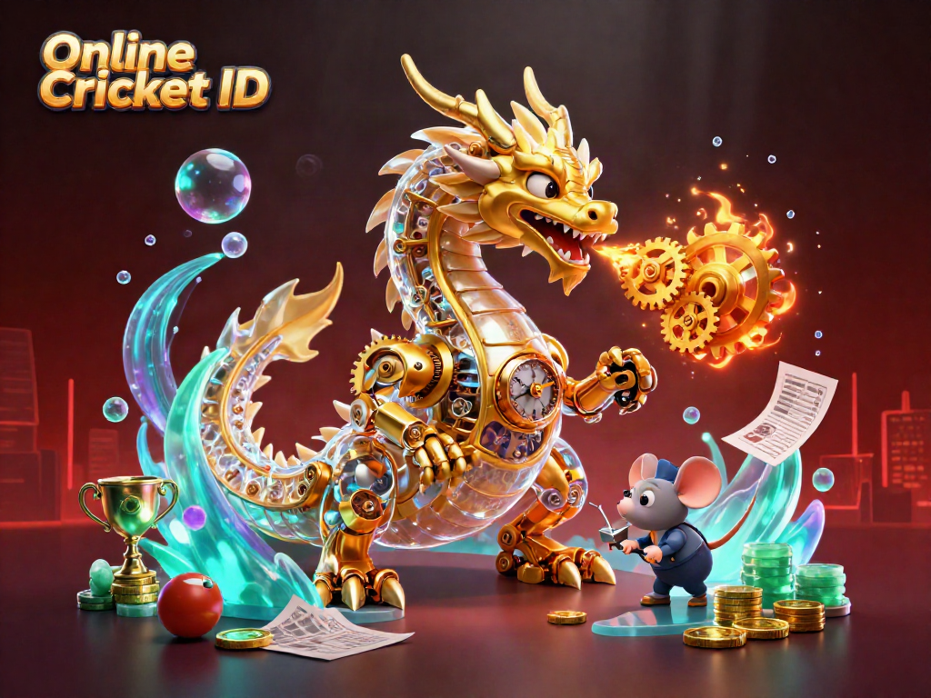Engage in thrilling cricket betting with a verified Online Cricket ID, featuring dynamic illustrations of winning elements.