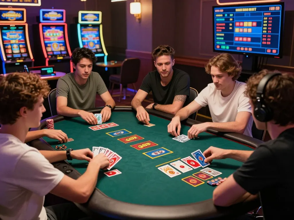Engaging online gaming scene with friends enjoying tiến lên miền Nam at https://kuwincom.net/ showcasing vibrant avatars and colorful graphics.