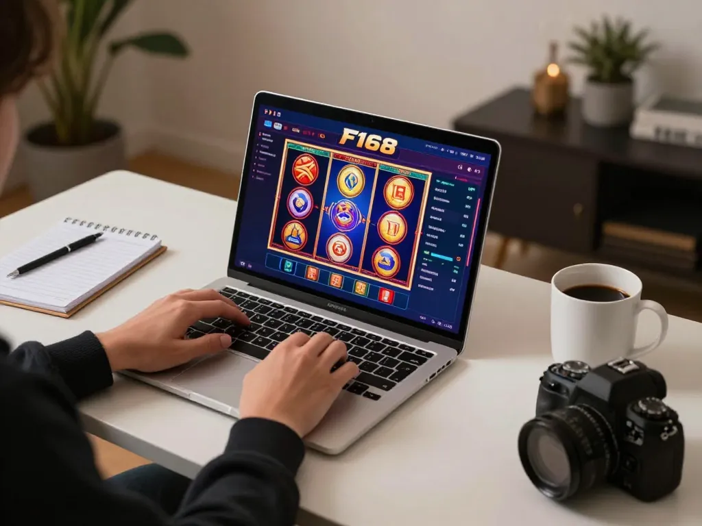 Engaging online gaming session on the F168 platform with vibrant visuals and strategic notes.