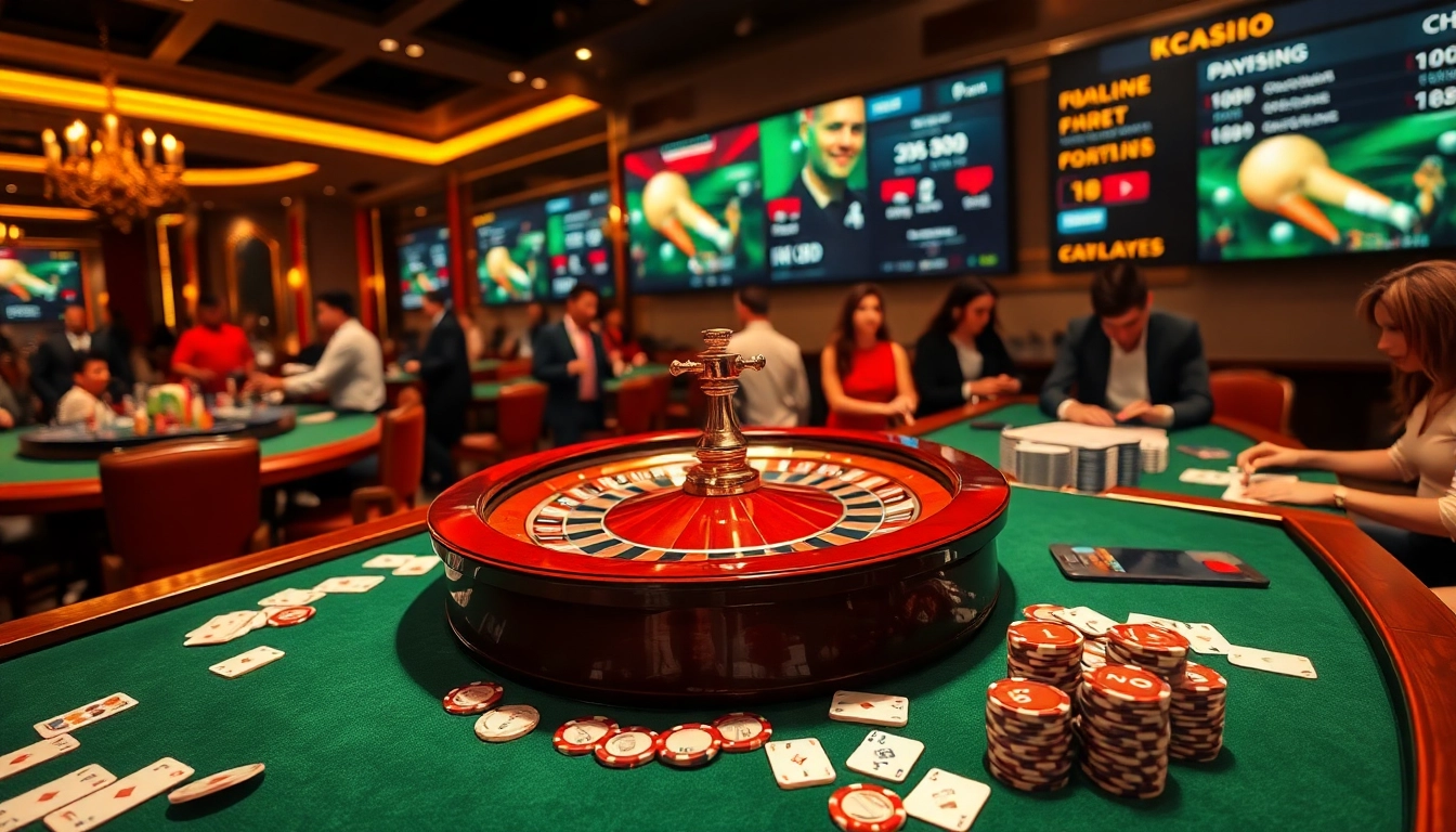KQBD live sports betting action portrayed with a vibrant roulette wheel and poker chips.