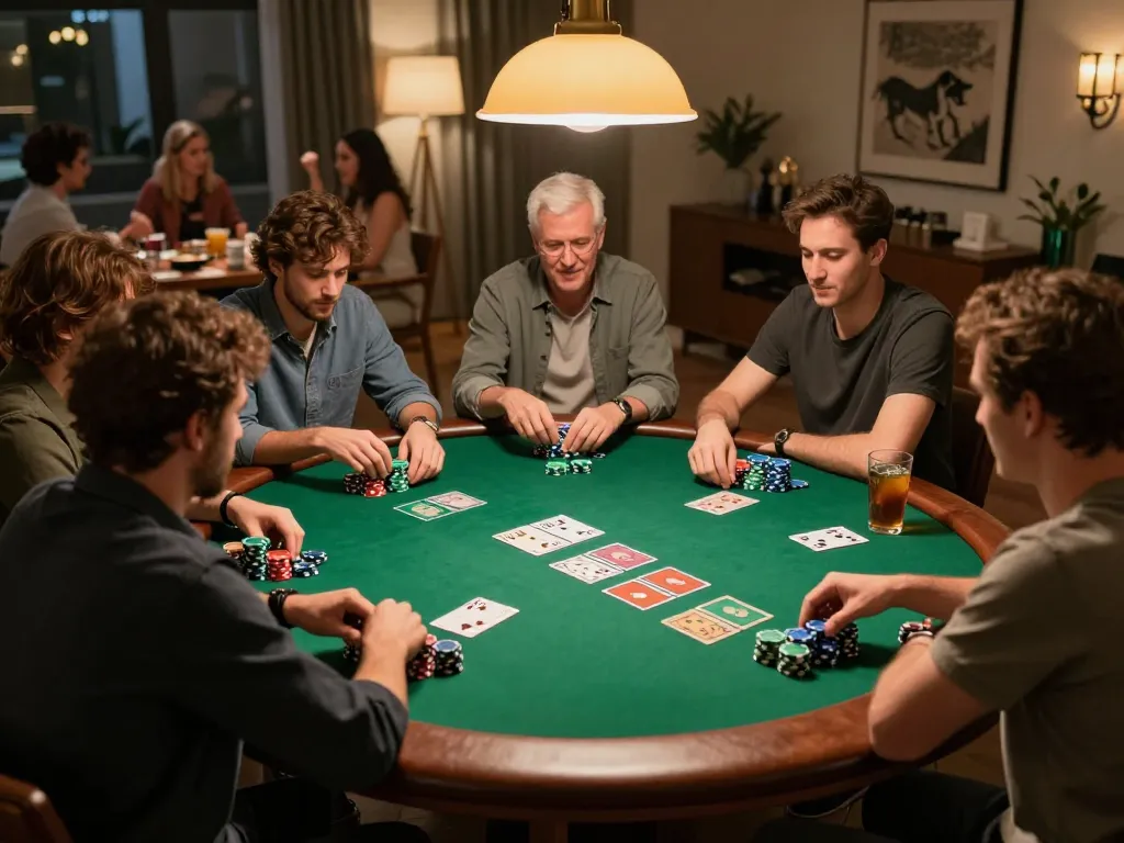 Poker night at home with tx88 moments shared among friends, showcasing excited players and vibrant chips.