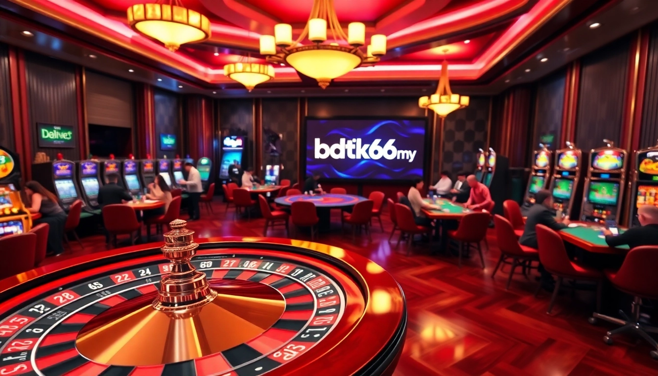Exciting gaming scene at bdtk66 my casino with vibrant tables and players enjoying their bets.