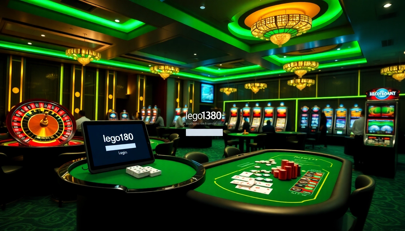 Experience the thrill of gambling at the LEGO138 login interface with vibrant casino visuals.