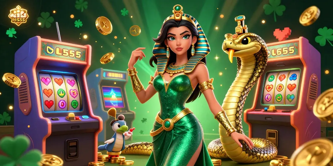 Join the excitement at bl555 with vibrant slot games and stunning visuals in this online casino illustration.