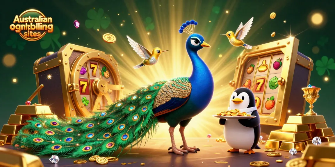 Engaging 3D illustration showcasing Australian online gambling sites with vibrant casino elements.