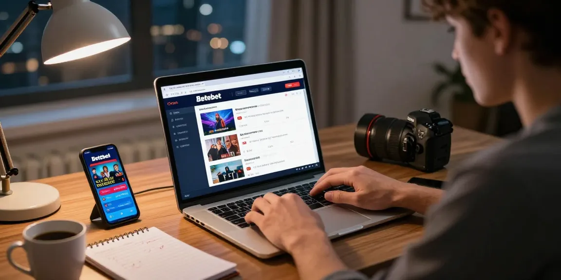 Engaged user placing bets on Betebet platform in a cozy home office.