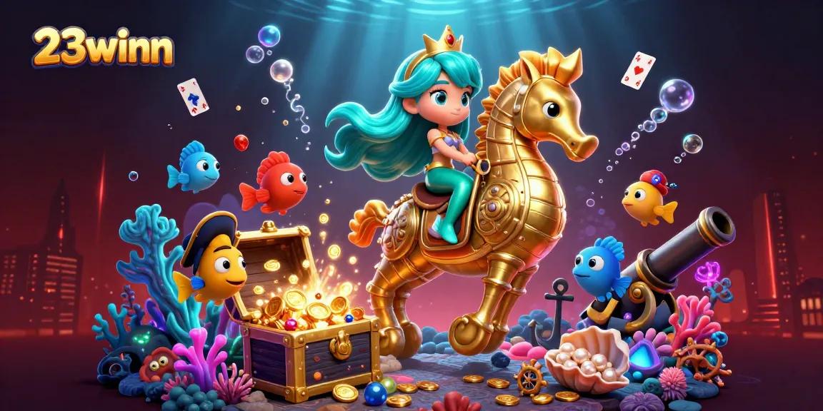 Experience thrilling underwater adventure with 23winn's vibrant gaming elements and characters!