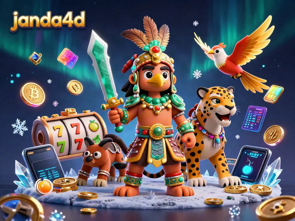 Gaskan peluang menang di janda4d dengan simbol slot dan koin kripto bersinar.