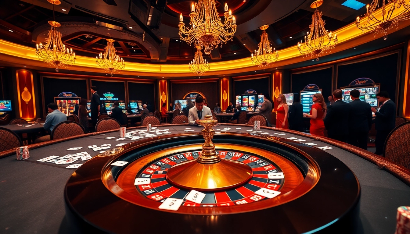 Gamblers enjoying a luxurious experience at 88vv casino tables with cards and chips.