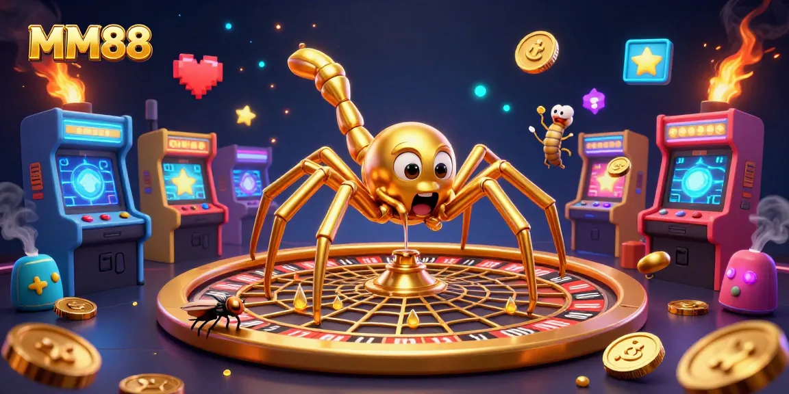 Engage with MM88 through an intricate 3D illustration showcasing a gambling theme with vibrant gaming elements.