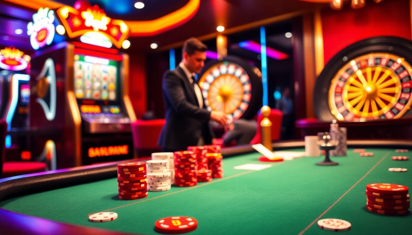 A dynamic poker game scene at nhà cái xx88 illustrating excitement and luxury in a casino environment.