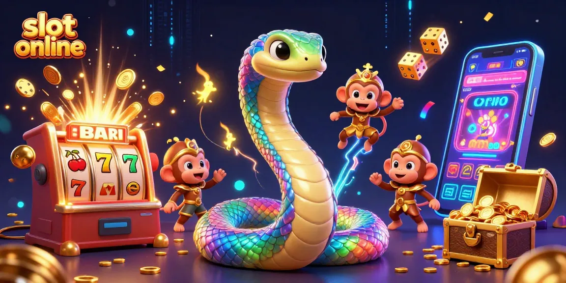 Menggulung mesin slot online berkilau dengan karakter naga pelangi yang berkilau dan monyet raja bersinar.