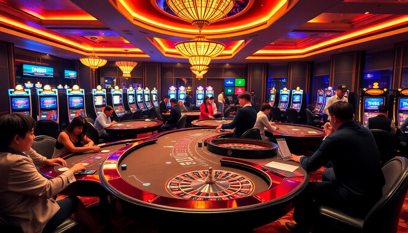 Experience thrilling gameplay at DN88's vibrant casino with poker tables and games.
