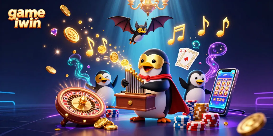 Experience the excitement of the game iwin with a vibrant 3D casino illustration showcasing dynamic gameplay.