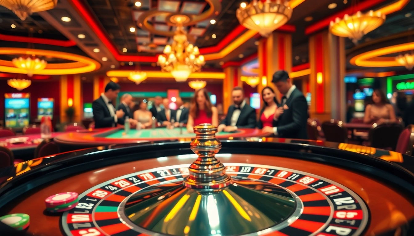 Engage in thrilling action at Diwa777 with an exciting roulette scene in a lively casino atmosphere.