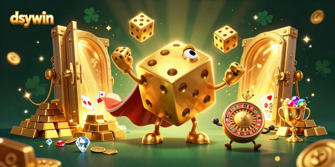 Engage with dsywin's immersive baccarat experience utilizing golden dice, sparkling gems, and dynamic casino elements.