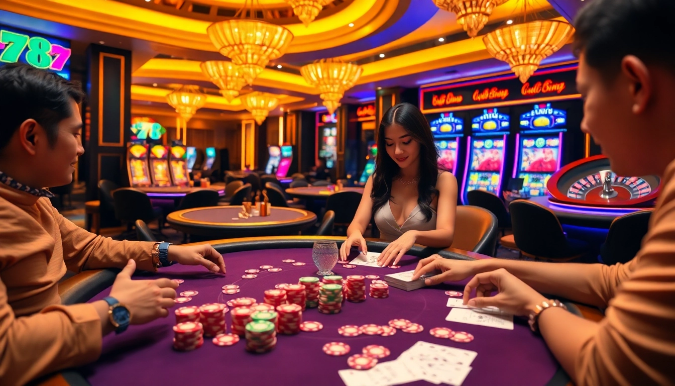 Join the thrilling DH88 poker game with vibrant chips and cards in a luxurious casino.