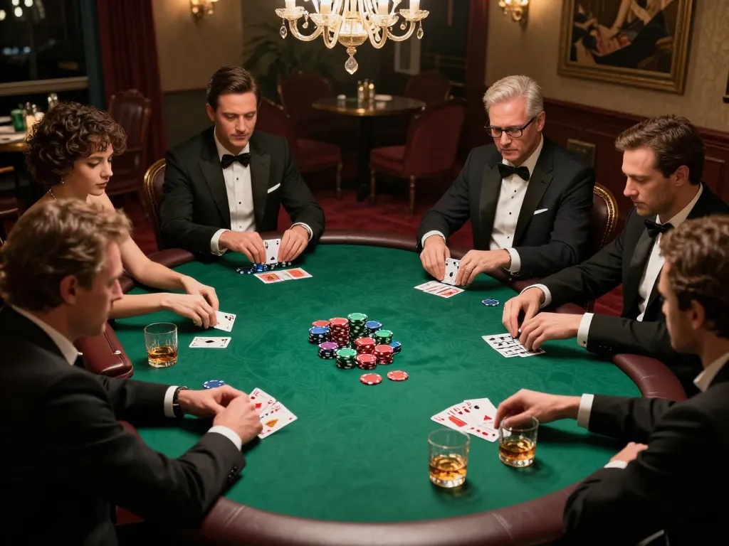 God55 players intensely focused on a high-stakes poker game in a stylish private room setting.