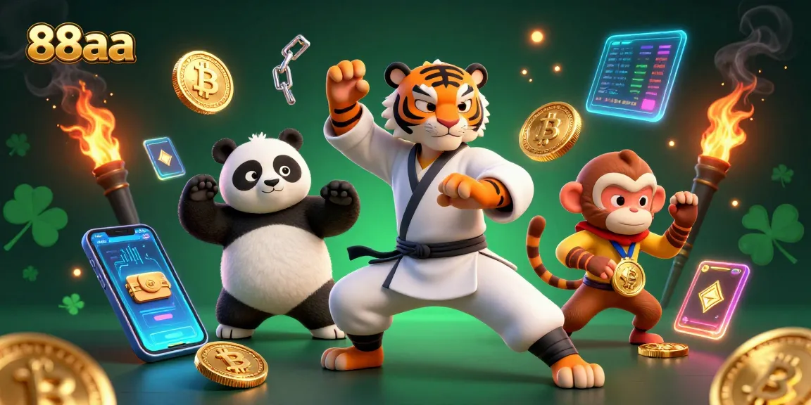 Engage with 88aa casino fun featuring a kung fu tiger master, panda disciple, and a mischievous monkey.