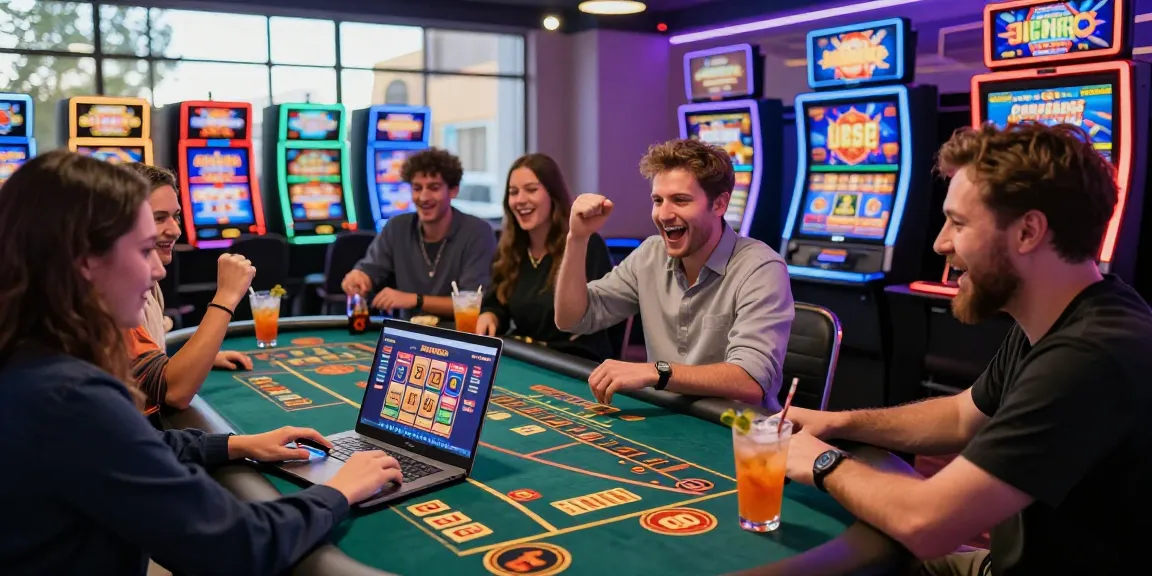 Players enjoying the excitement of credit card casinos, engaging in games and making deposits in a vibrant online gaming atmosphere.