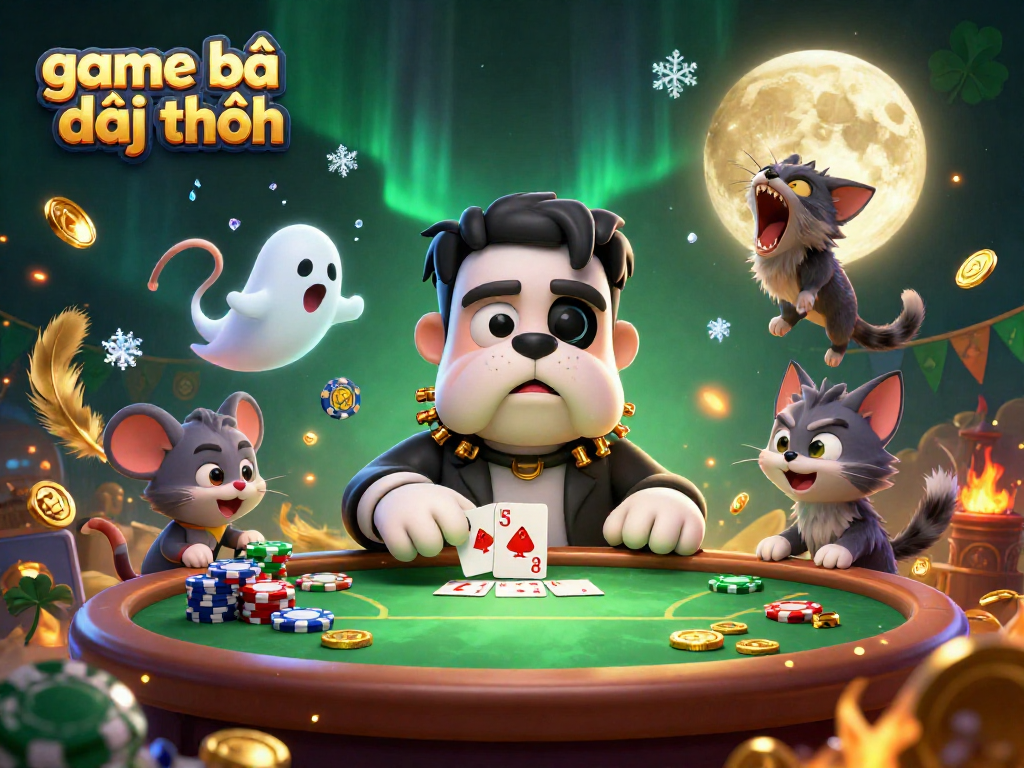 Win big with game bài đổi thưởng at a lively poker table featuring unique characters.