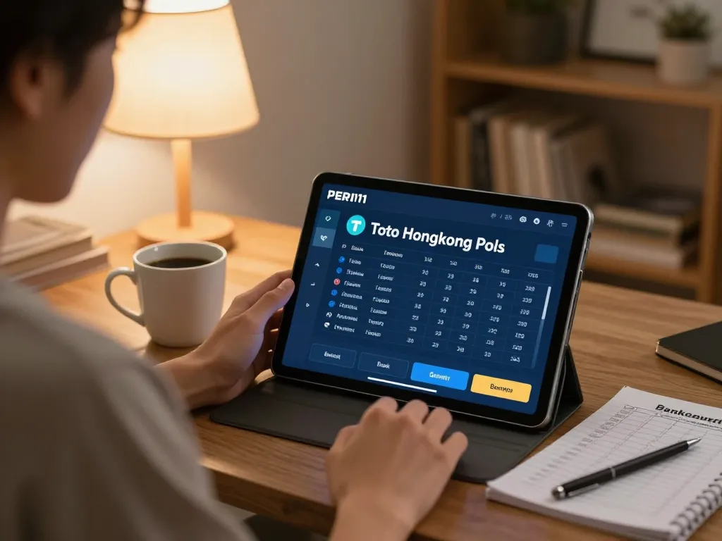 Person using PERI11 for online Toto Hongkong Pools gaming, emphasizing a comfortable and strategic home setting.