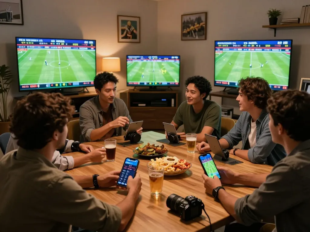 Socolive app showing live football betting options during an exciting game night with friends.