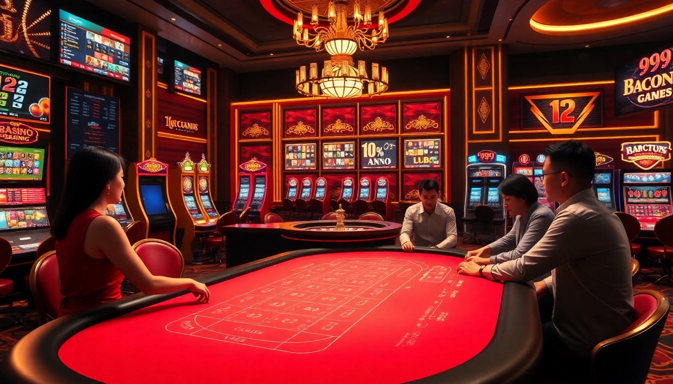 Exciting baccarat gameplay featuring players at a luxurious table, representing 99ok's thrilling gambling experience.
