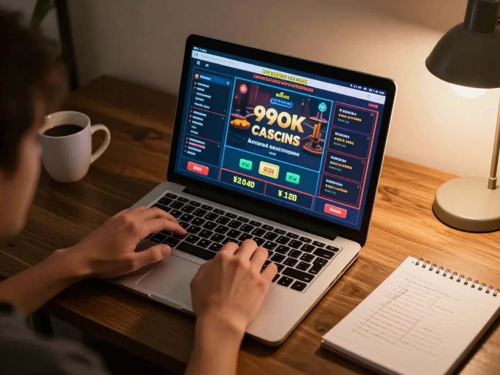 Player using 99ok online casino platform on laptop, showcasing live dealer games.