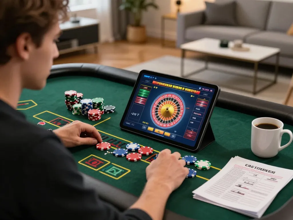Player enjoying a roulette game on tablet at home, exploring LV88 online options