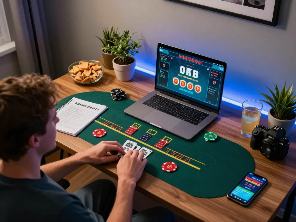 Player enjoying live dealer blackjack at home, showcasing rr88 online gaming experience