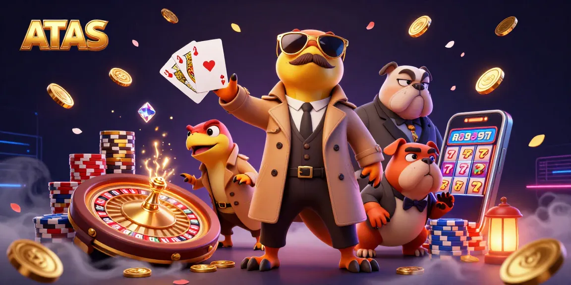 Experience ATAS gaming thrills with raptors in a trench coat entering a VIP casino lounge.