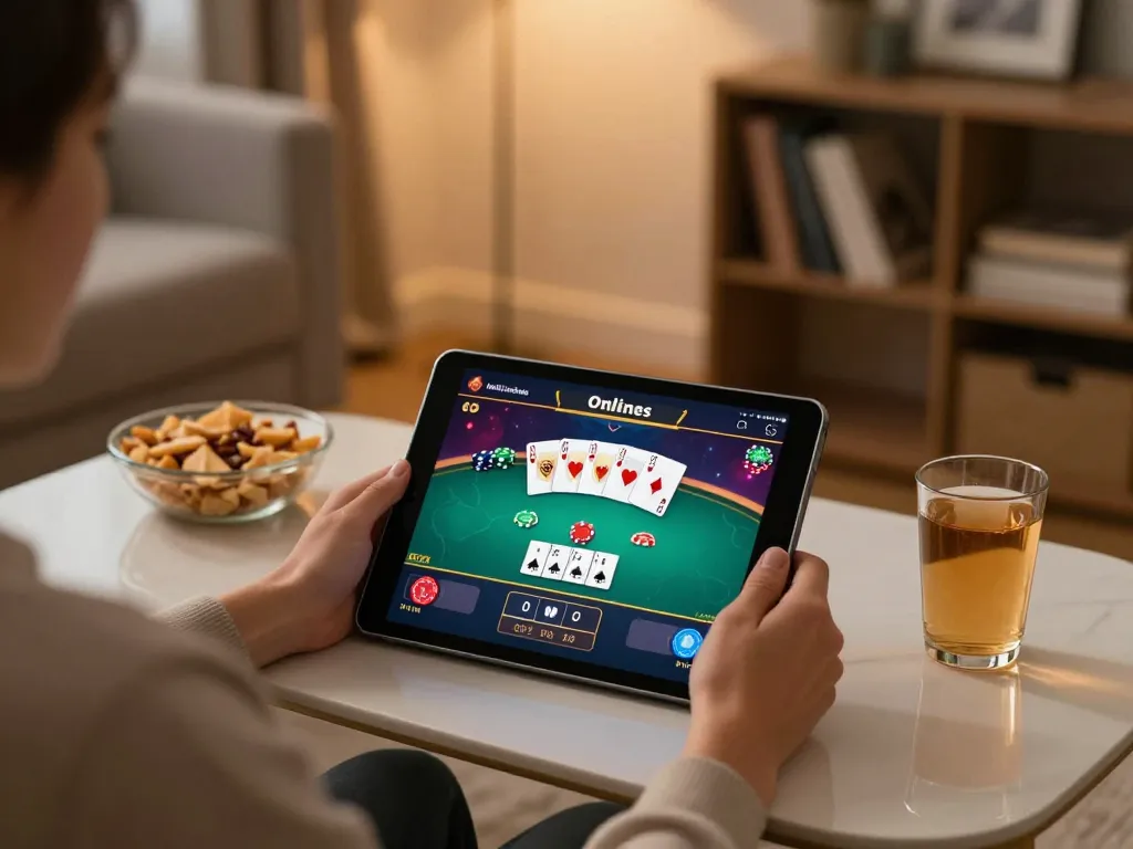 Engaging in strategic online gaming at webnk88 with a cozy home setup.