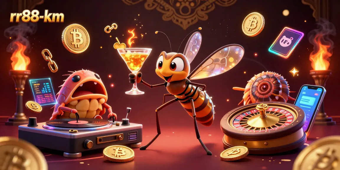 Experience thrilling gambling adventures with rr88-km, featuring unique casino characters and vibrant elements.