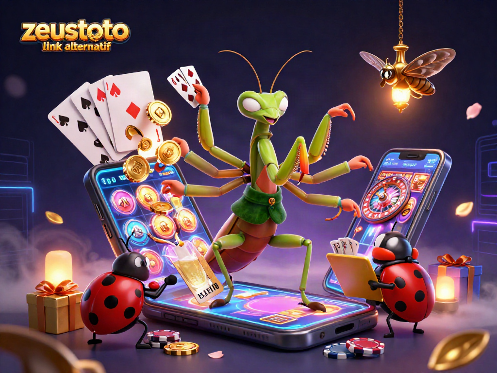 Engage with zeustoto link alternatif in an immersive casino scene filled with dynamic card games and vibrant casino motifs.