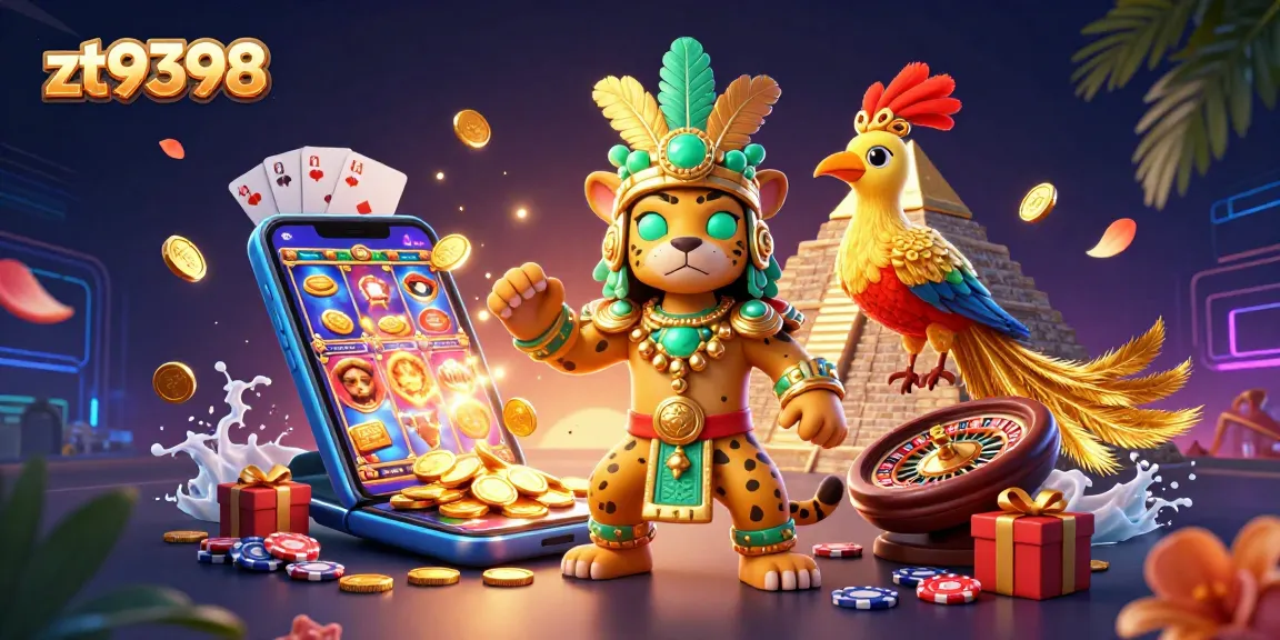 Play thrilling games at zt9398 with a vibrant slot game experience amidst dynamic casino elements.