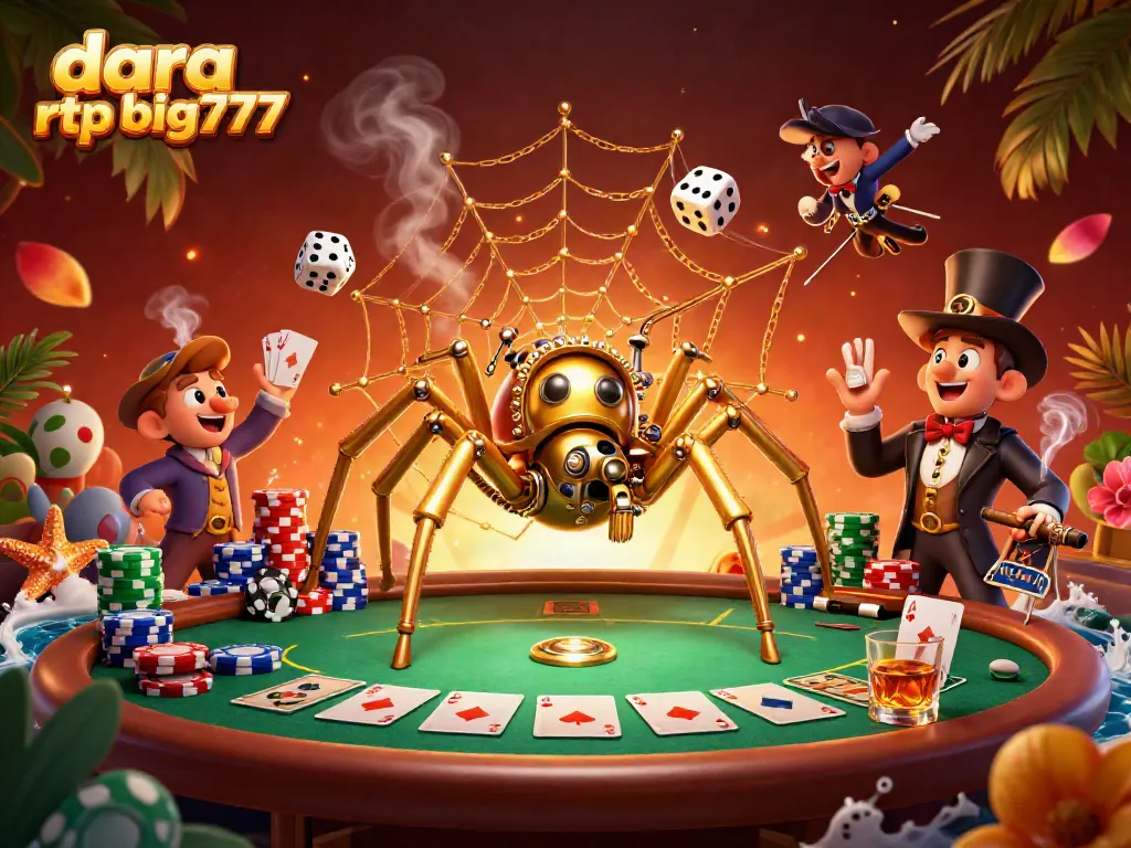 Spin and win with the thrilling visuals of dara rtp big777 in a vibrant steampunk casino scene.