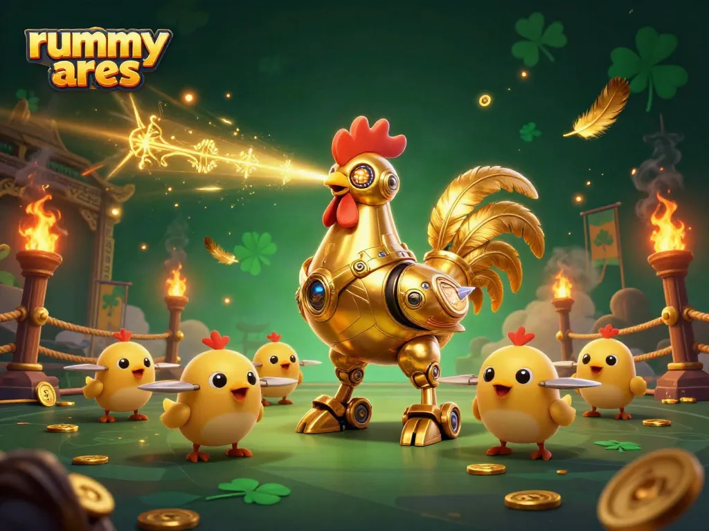 Experience rummy ares' thrilling online gameplay with a vibrant casino-themed illustration highlighting engaging features.