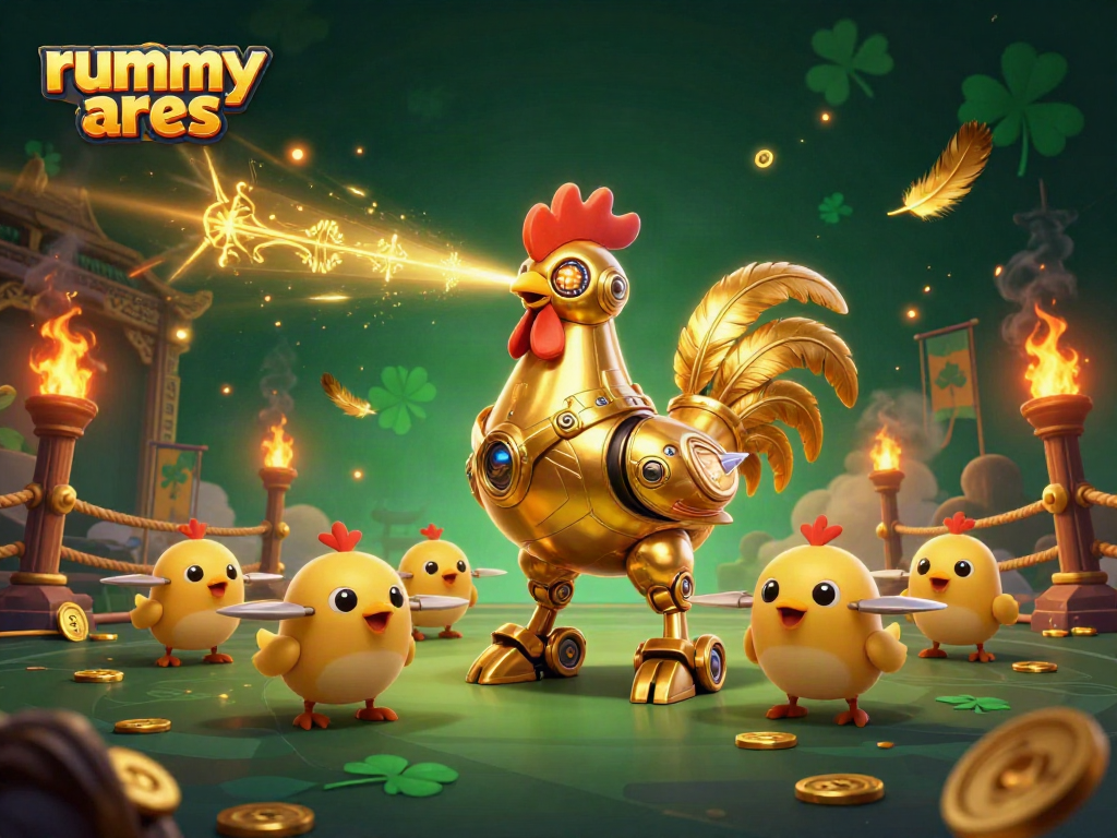 Experience rummy ares' thrilling online gameplay with a vibrant casino-themed illustration highlighting engaging features.