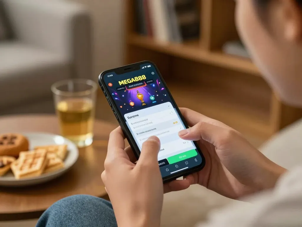 Mega888 free credit gaming on smartphone showcasing user-friendly app interface for an engaging experience