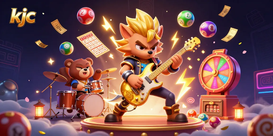 KJC Casino: Experience electrifying gameplay with a dynamic wolf rock star and vibrant lottery elements.