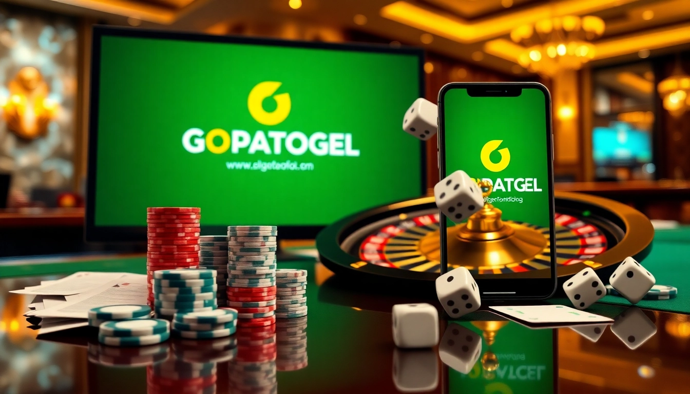 High-stakes gopaytogel online betting interface with casino chips and spinning roulette wheel
