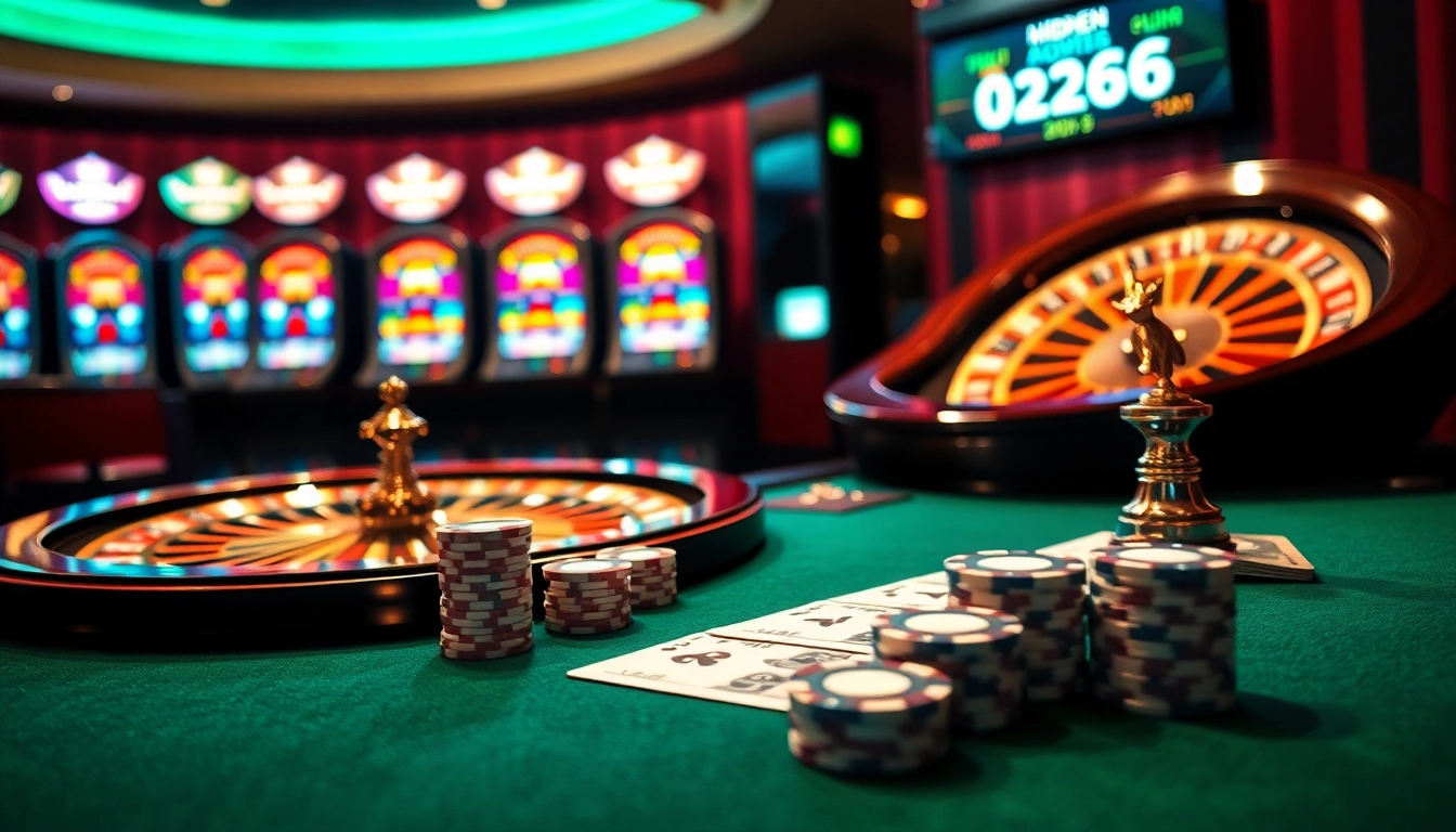 Engaging gambling scene showcasing the hidden wiki 2026 with poker chips and roulette wheel.